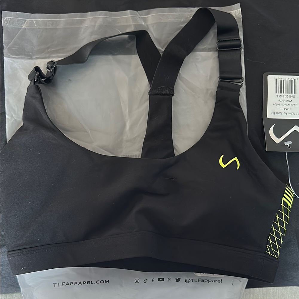 TLF Techne Pro Black/Yellow Sports Bra